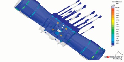 Bild 4: Der Blick auf die Kontaktdrücke der Auswerfer (c) SIGMA Engineering GmbH